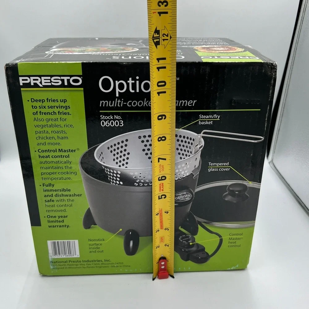 Presto Options Multi-Cooker Steamer Deep Fryer 06003 Black Nonstick Like New